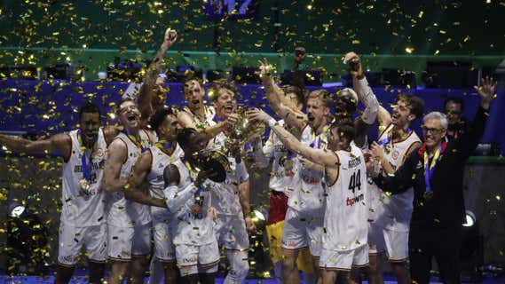 La selección alemana celebra el Mundial de Baloncesto./EFE