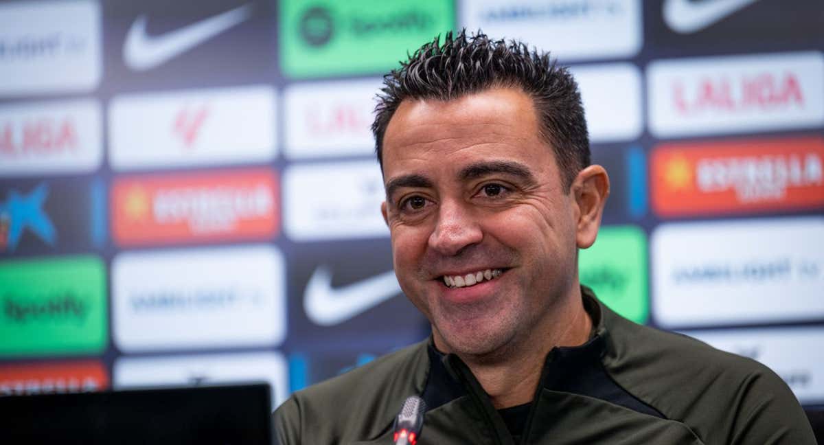 Xavi Hernández, en la conferencia de prensa antes de jugar en Barbastro. /FC Barcelona