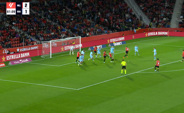 Raíllo remata solo tras una falta lateral.  WYSCOUT