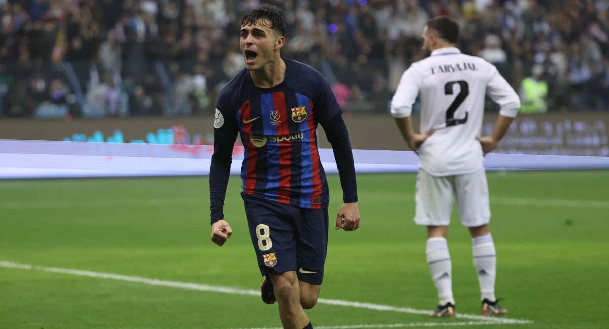 Pedri marcó un gol al Real Madrid en la final de la pasada Supercopa. /AFP