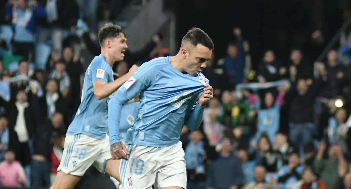 Iago Aspas celebrando su gol ante el Betis. /RCCELTA