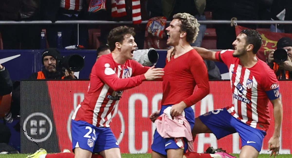 Griezmann celebra el 3-2 al Real Madrid.