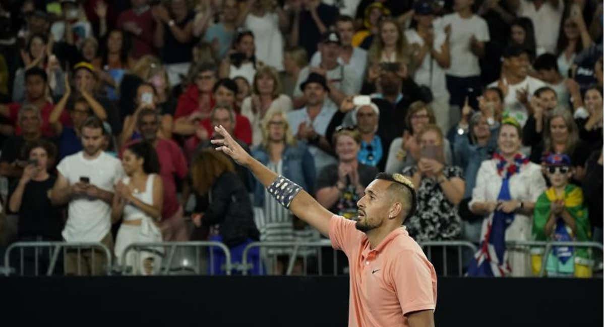 Kyrgios tras ganar a Kachanov en el Open de Australia.