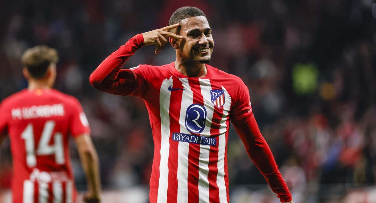 Samuel Lino celebrando su gol en Copa del Rey ante el Real Madrid.