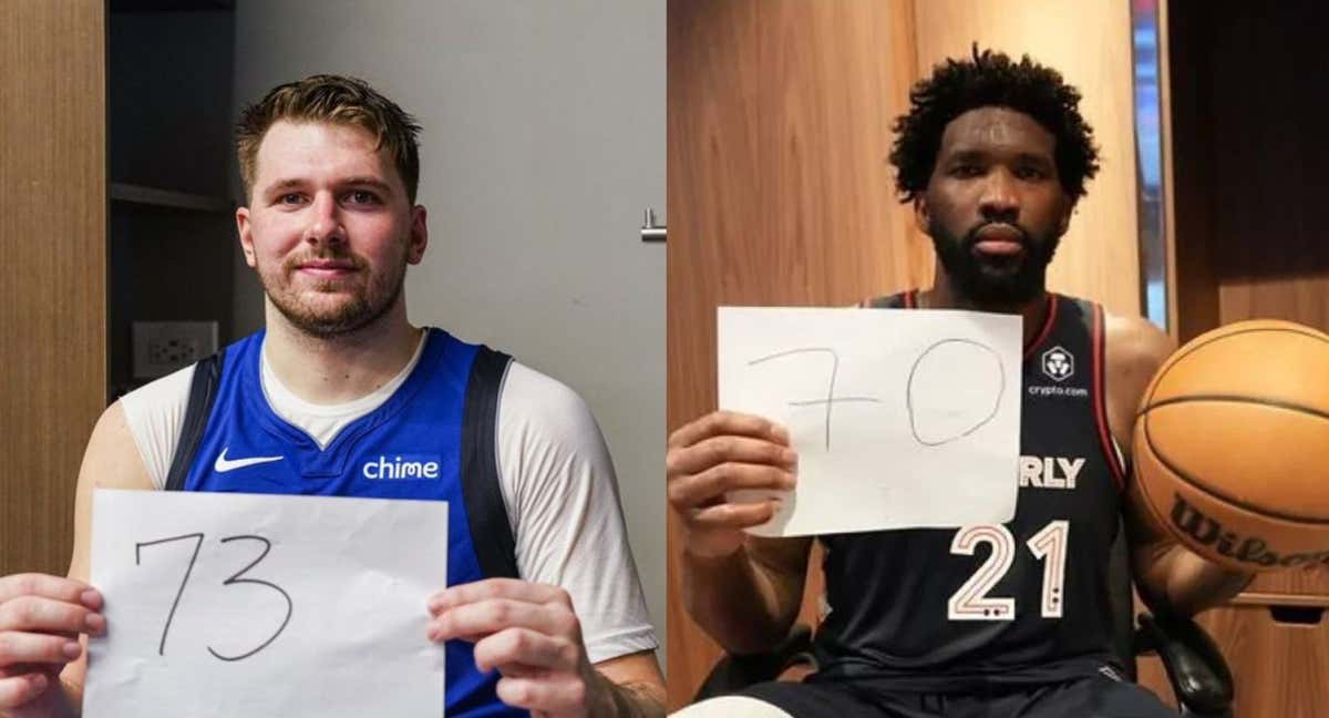 Luka Doncic y Joel Embiid con sus puntuaciones, 'a lo Chamberlain'. /@NBA