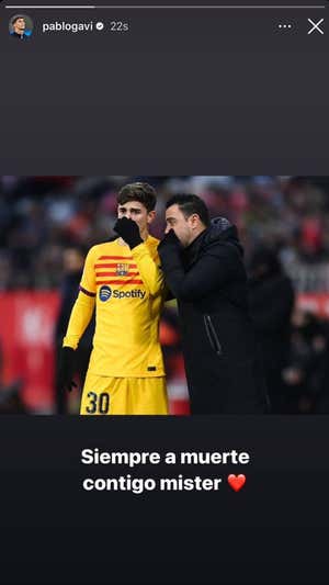 El mensaje de Gavi en Instagram.