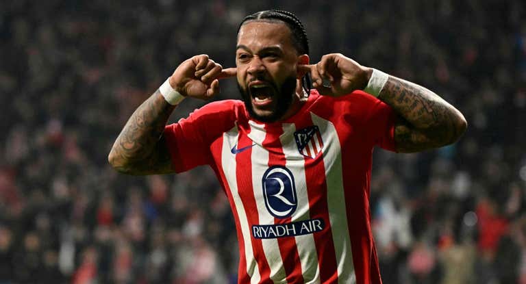 Memphis celebra el gol de la victoria.