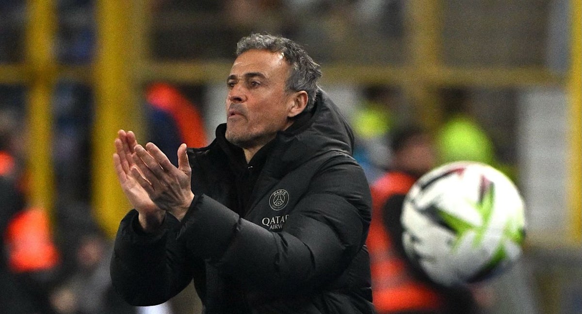 Luis Enrique durante el partido ante el Estrasburgo.