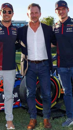 Horner, junto a Checo y Verstappen. Instagram