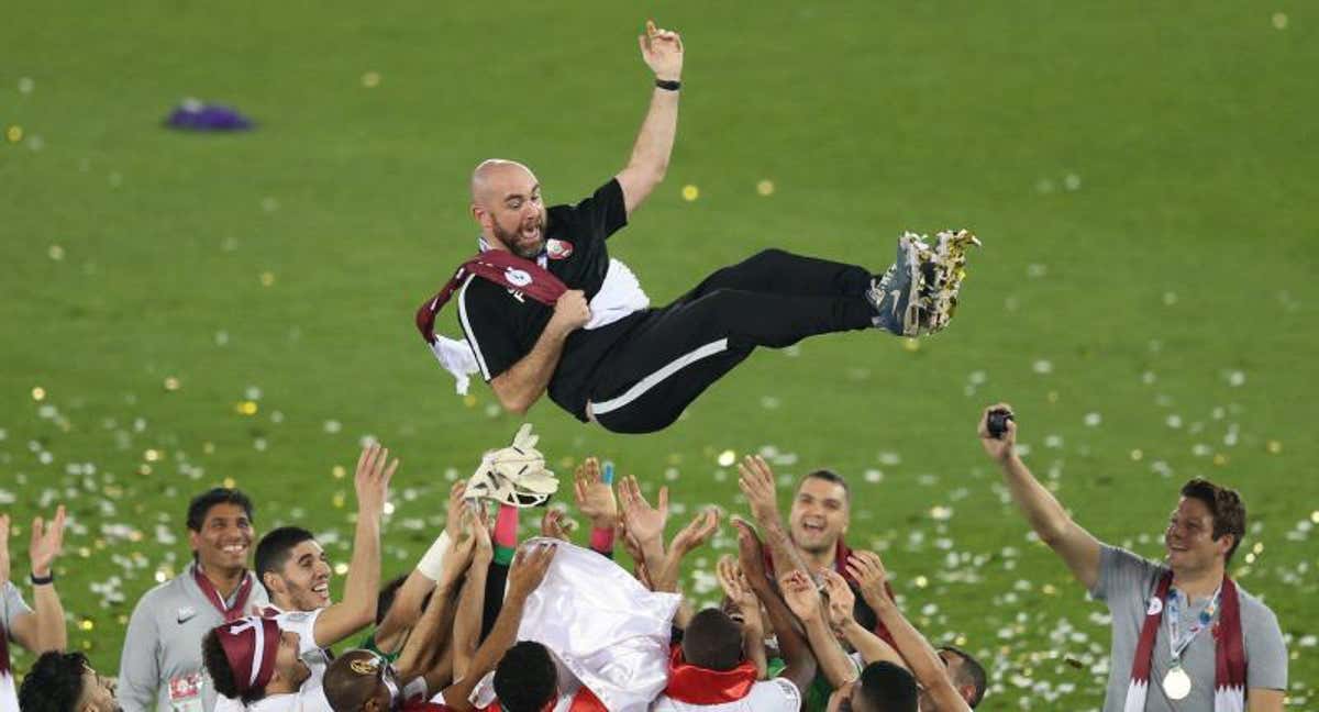 Catar celebrando el título de Copa Asia 2019