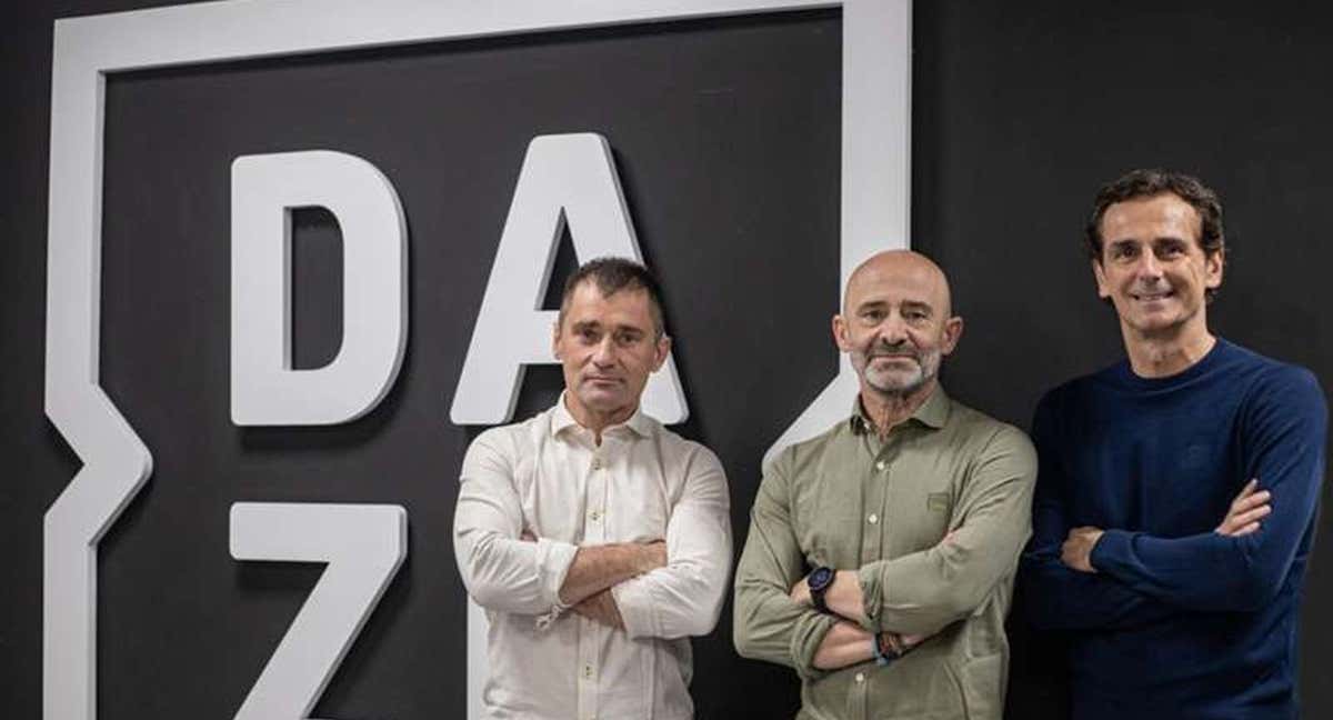 Toni Cuquerella, Antonio Lobato y Pedro de la Rosa./DAZN