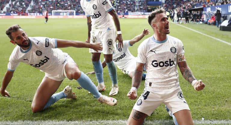 Aleix García celebra un gol esta temporada con el Girona.