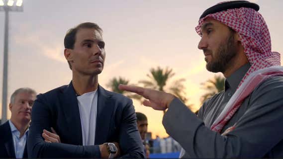 Nadal durante el acto que le convirtió en nuevo embajador de la Federación saudí de tenis. /Saudi Federation
