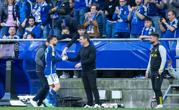 Moyano y Carrión en el Tartiere el pasado sábado @REALOVIEDO