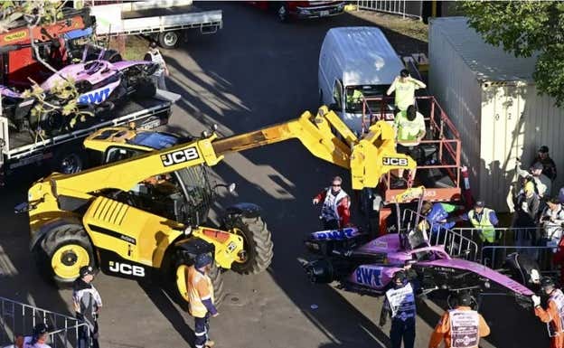 Los coches accidentados de Pierre Gasly y Esteban Ocon en el GP de Australia 2023 de F1.  EP