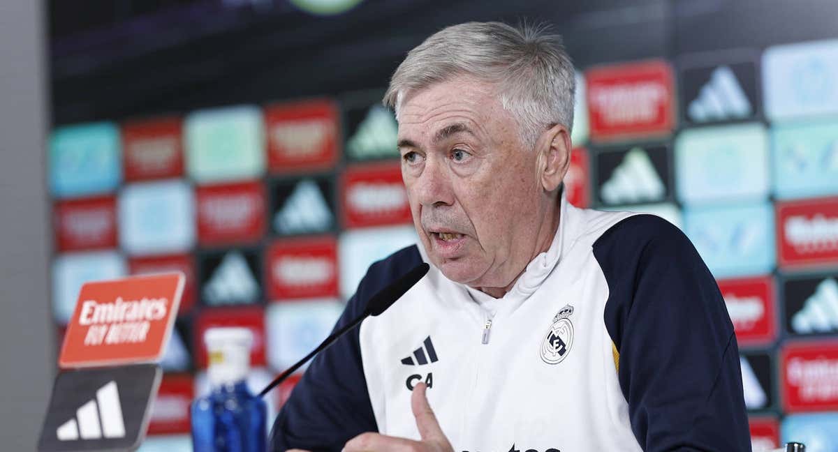 Ancelotti, en la sala de prensa./EFE