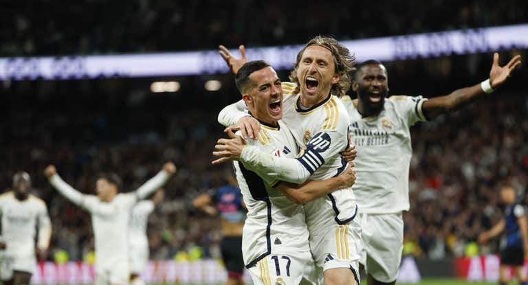 Modric, celebrando su gol.
