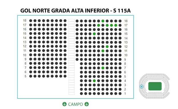 Plano con asientos disponibles.  RFEF