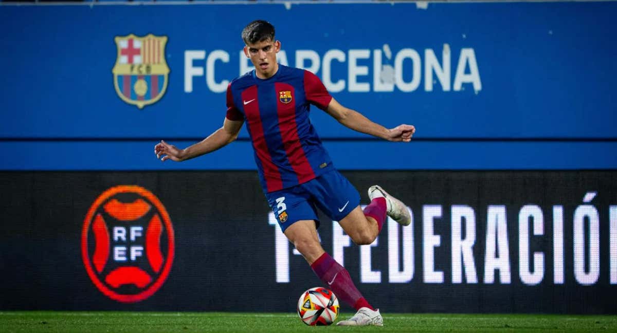 Gerard Martín durante el último partido del Barça Atlètic, contra la 'Cultu'.