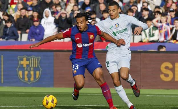 Greenwood, durante el Barça-Getafe. EFE
