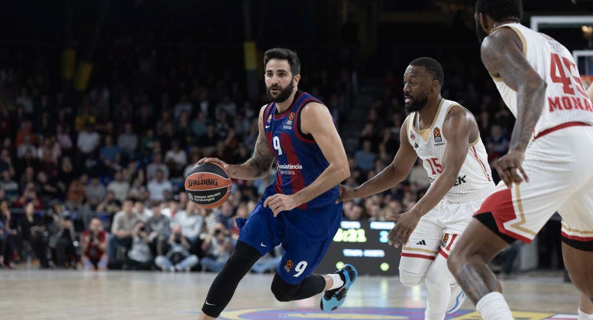 Ricky Rubio, durante el partido ante AS Mónaco. /GETTY IMAGES