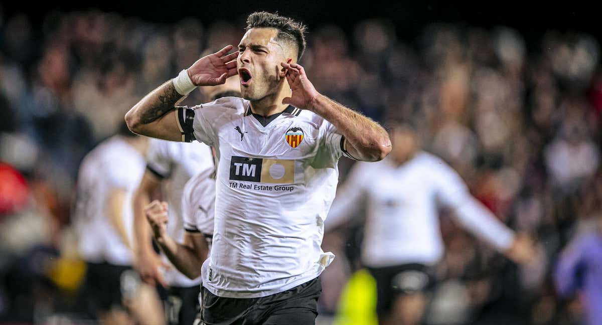Hugo Duro celebra el 1-0.