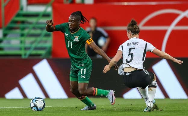 Barbra Banda, durante el partido ante Alemania.  Getty