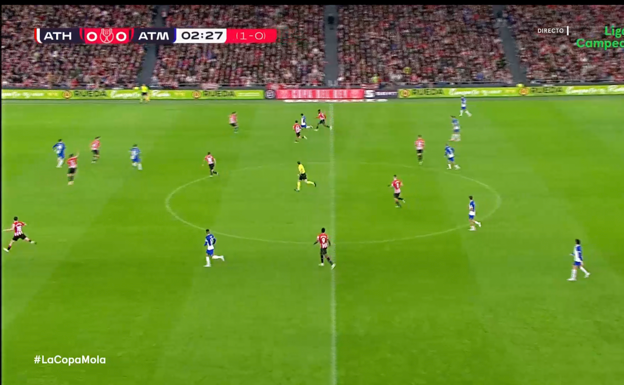 En el momento previo al pase, Morata ya está en fuera de juego y vive a la espalda de los centrales.  WYSCOUT