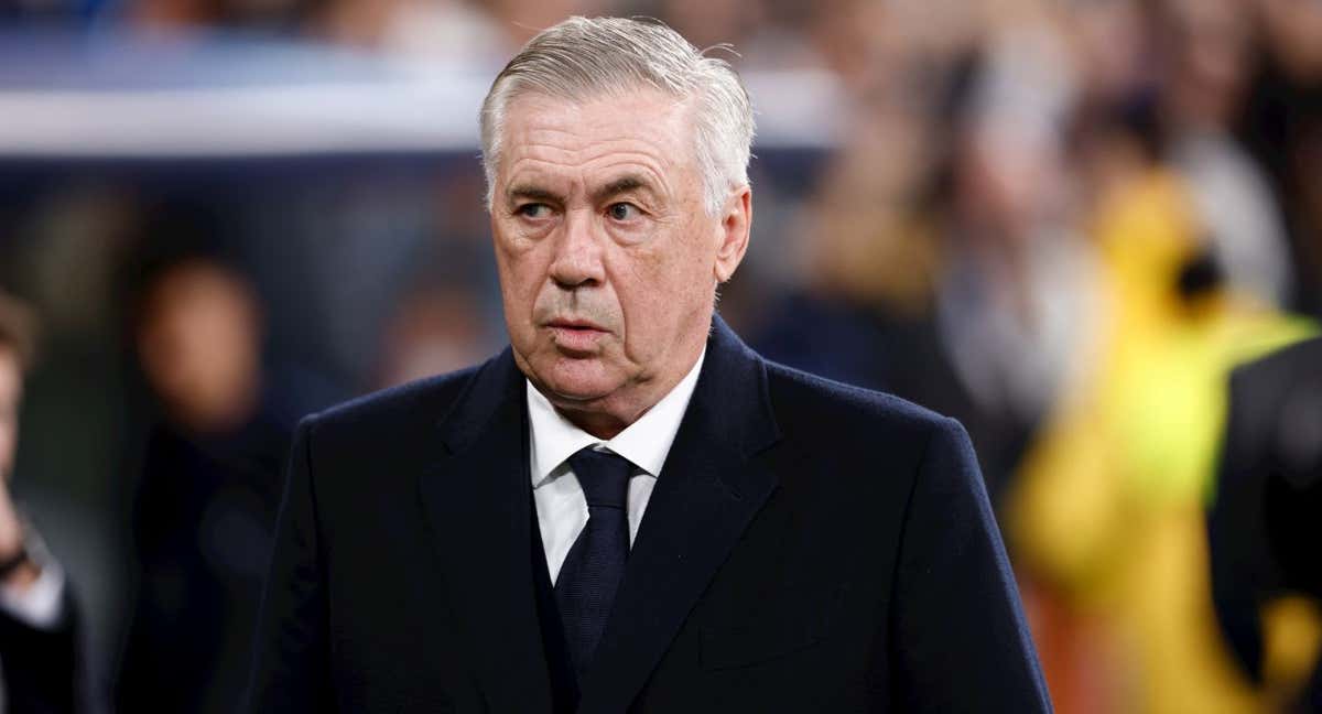 Carlo Ancelotti, en el Real Madrid-Leipzig./AFP