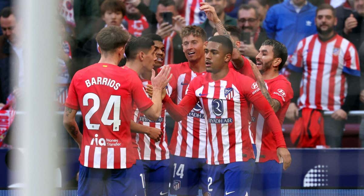 El Atlético de Madrid celebra un gol de Llorente. /AFP