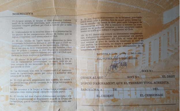 La normativa que se firmó en su día.  SOCIO FCB