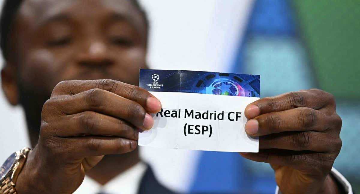 El Real Madrid, en el sorteo de Champions./AFP