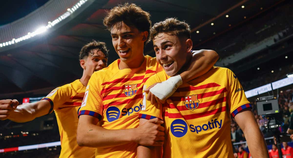 Fermín celebrando su gol ante el Atlético de Madrid.