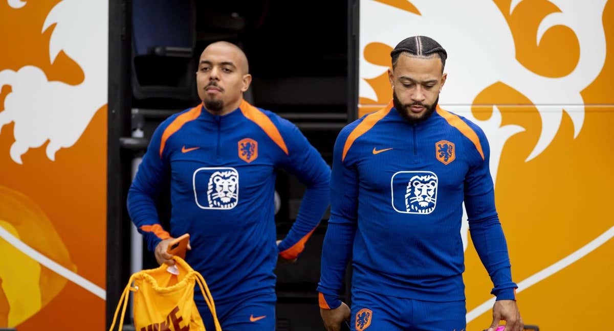 Memphis Depay, en un entrenamiento con Países Bajos./EFE