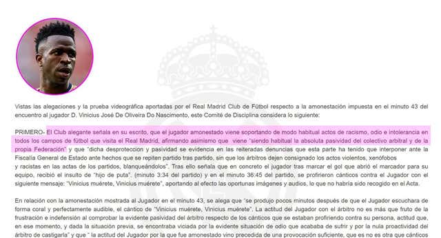 El Real Madrid lanza un órdago y denuncia racismo y odio contra Vinicius en «todos los campos» de Primera