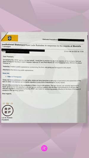 Una carta tras los insultos racistas contra Vinicius en Mestalla acabó en el España-Brasil del Bernabéu