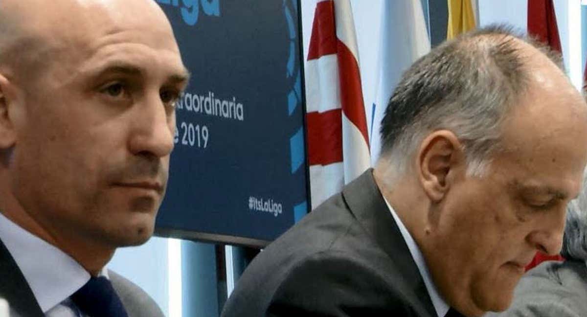 Luis Rubiales y Javier Tebas en un acto en LaLiga./LaLiga