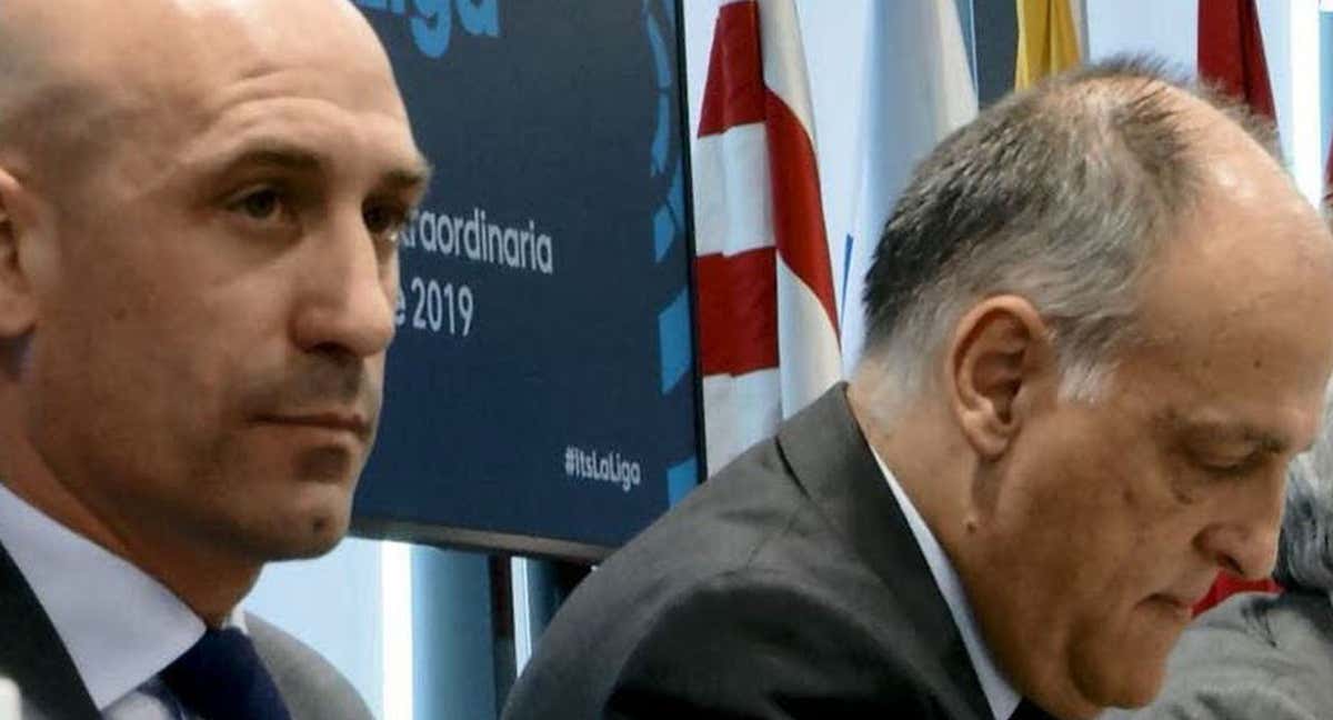 Luis Rubiales y Javier Tebas en un acto en LaLiga.