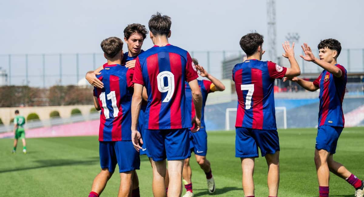 El Juvenil A celebra el gol de Oscar Gistau./FCB