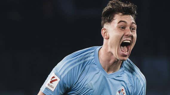 Strand Larsen celebra un gol con el Celta. /RC Celta