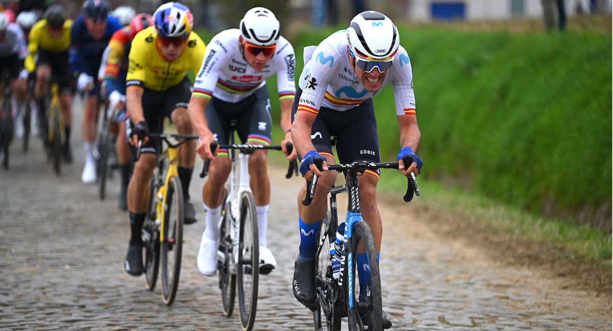 Oier Lazkano lanza un ataque feroz en la clásica E3 el pasado 22 de marzo. /GETTY SPORT / MOVISTAR TEAM