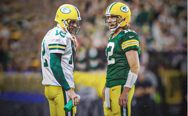 1º temporada y 18º temporada de Rodgers con los Packers.  Instagram del Jugador