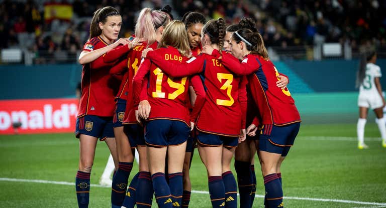 Las jugadoras de la Selección celebrando un gol en el Mundial.