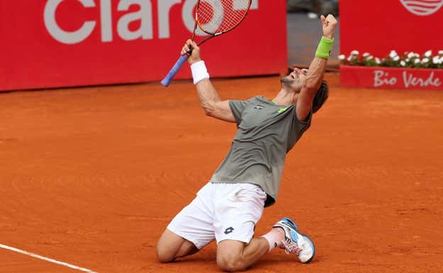 David Ferrer celebra el título de Buenos Aires en 2014.  EFE/Daniel Jayo