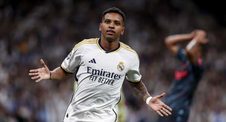 Rodrygo celebra su gol ante el City.