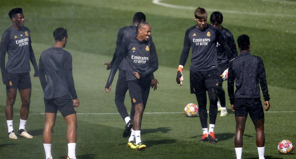 Militao, durante un entrenamiento del Real Madrid.