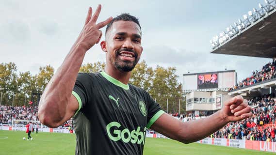 Yangel Herrera celebrando una victoria del Girona en el campo del Rayo. /GIRONA FC