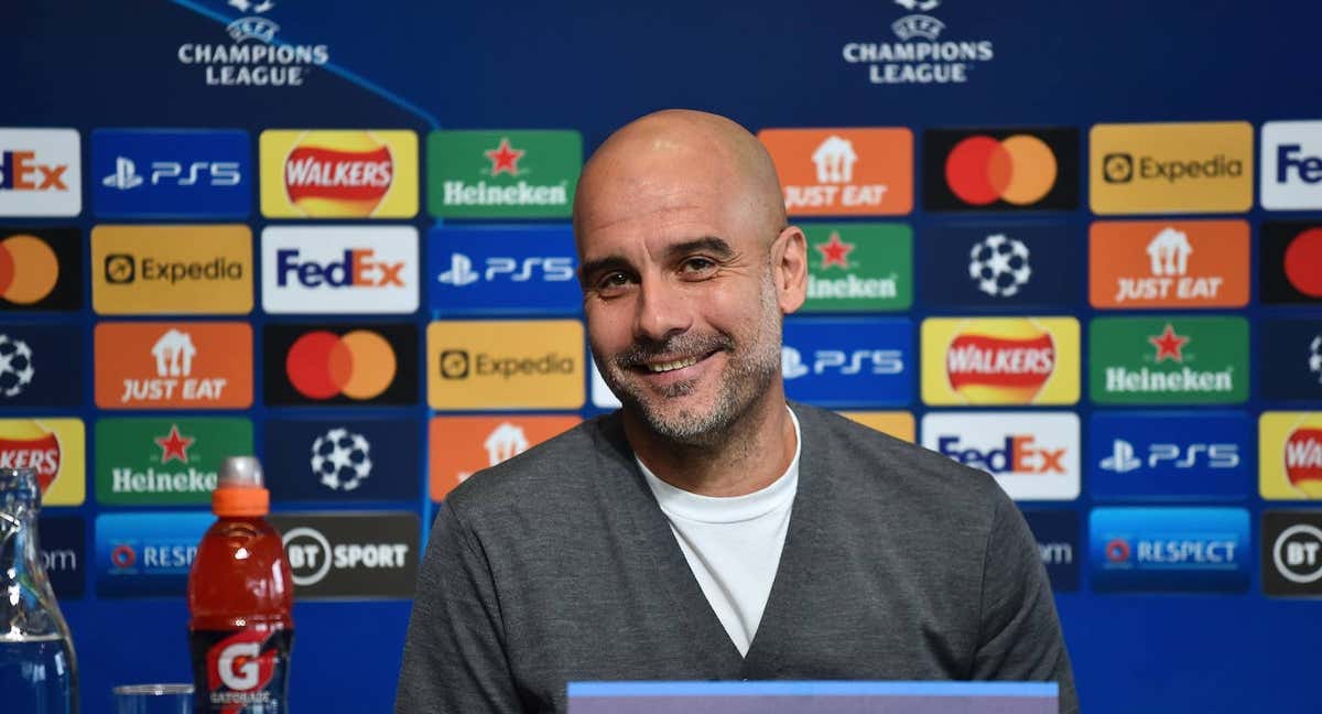 Pep Guardiola, en rueda de prensa./EFE