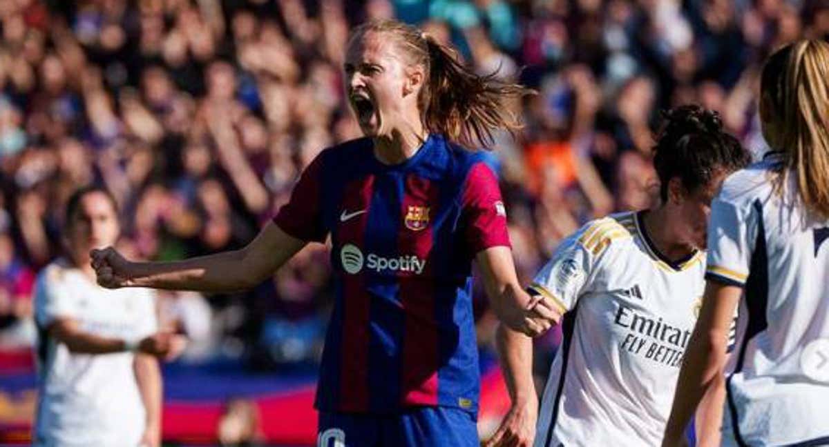 Graham Hansen celebra un gol frente al Real Madrid. /FC Barcelona