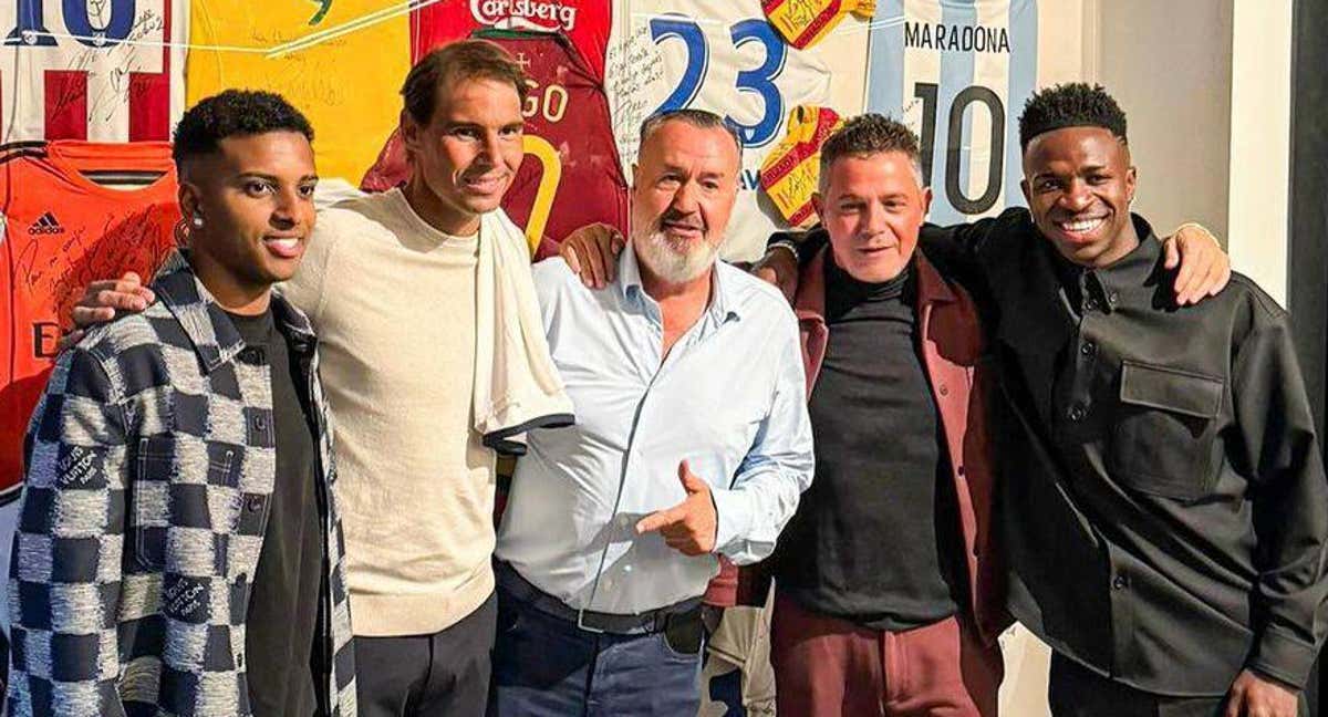 Rodrygo, Nadal, Ángel Martín, Alejandro Sanz y Vinicius./@dr.angelmartin